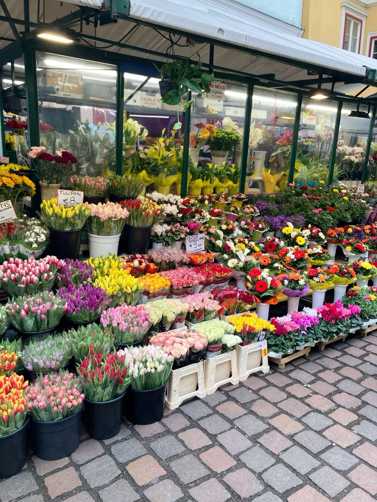 Fresh artisan bouquet counter inside a cozy floral boutique